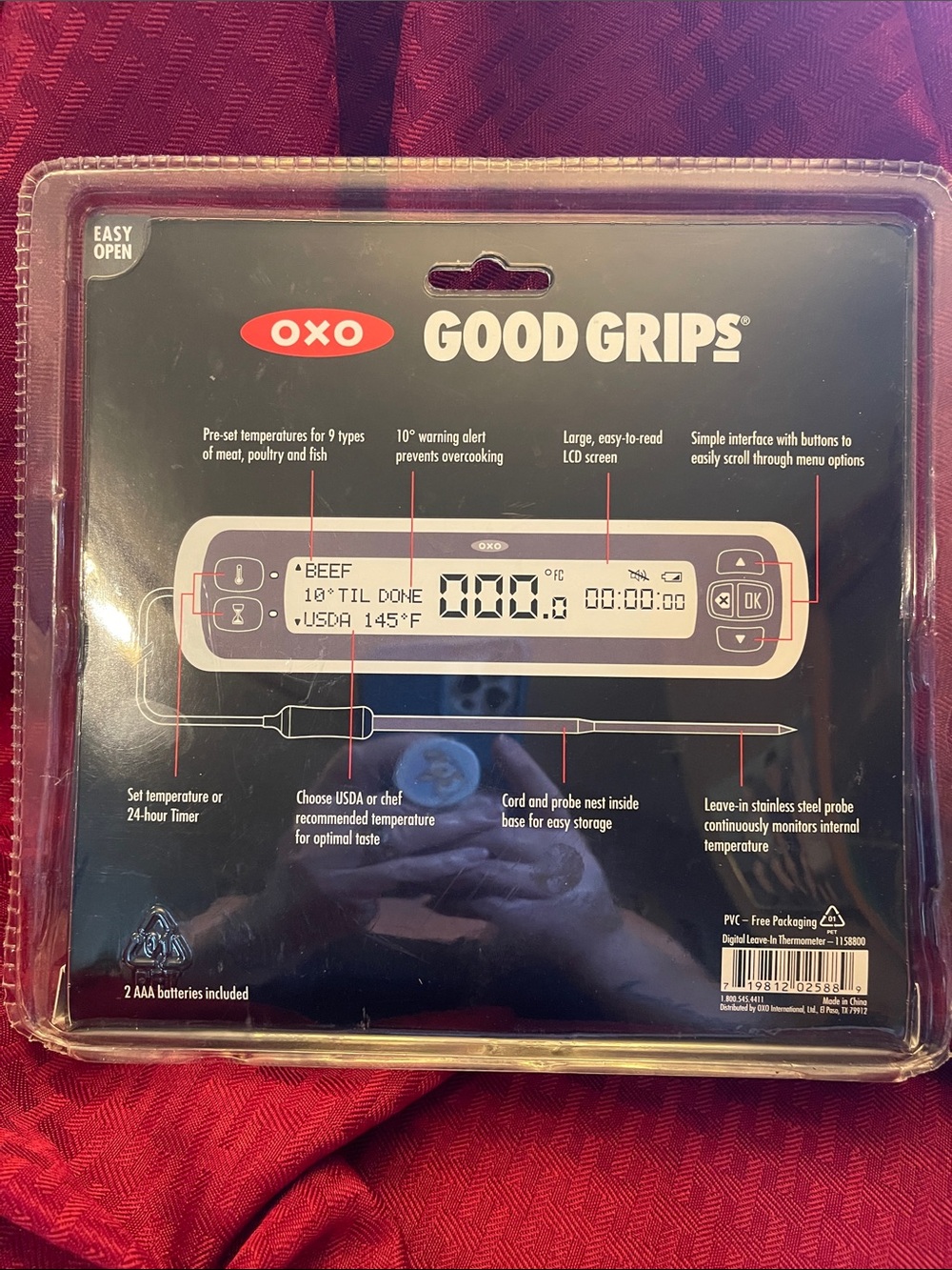 OXO Good Grips Digital Leave-In Meat Thermometer - White and Black - Picture 2 of 2